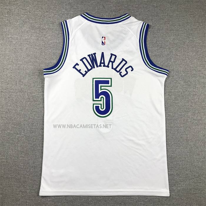Camiseta Nino Minnesota Timberwolves Anthony Edwards NO 5 Classic 2023-24 Blanco